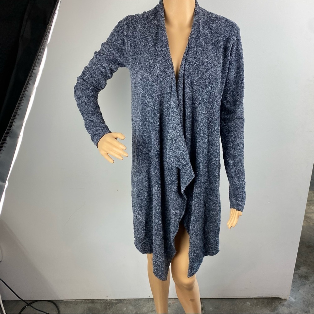 Barefoot Dreams Women S/M Blue Bamboo Chic Lite Knit Cardigan Open Front Sweater - Picture 2 of 8